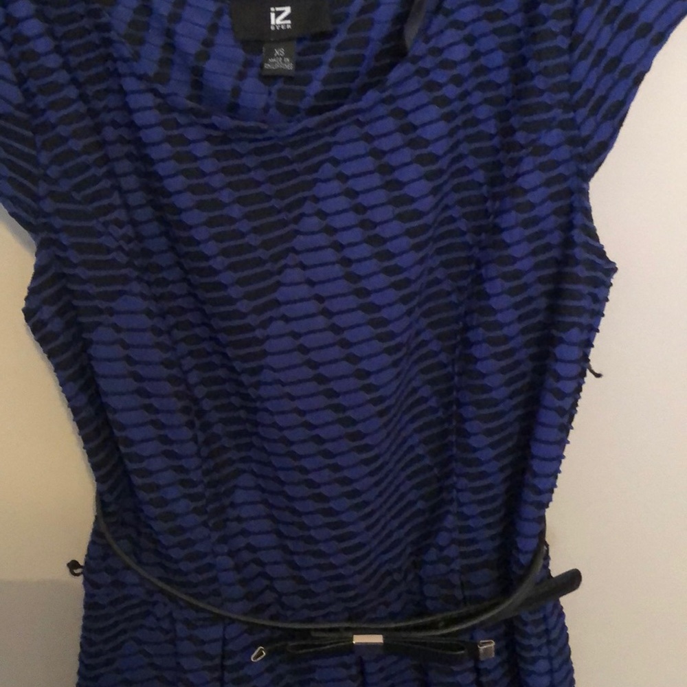 Dark blue with black print short dress . - Picture 2 of 3